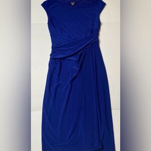 Chaps Dress Women’s XS Blue Sleeveless Ruched Draped Sheath Knee Length
